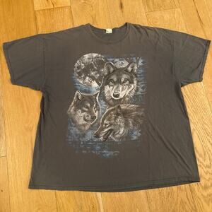 Vintage 2000s Wolf Full Graphic T-Shirt – Size XL